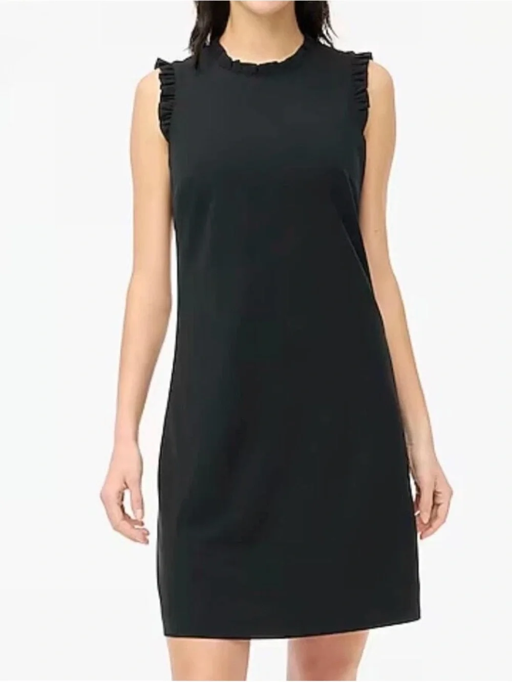 J. Crew Suiting Black Sleeveless Ruffle-Trim Mini Dress 2